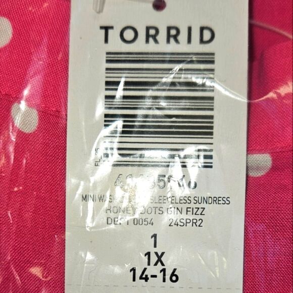 NEW 1X TORRID Plus Size Mini Challs Pink & White Poka Dot Sleeveless Sundress - Picture 10 of 16